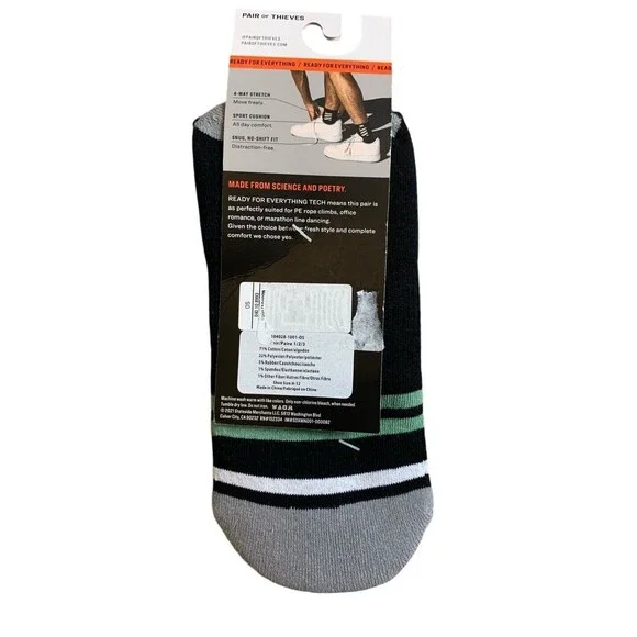 Pair of Thieves Men's Cushion Ankle Socks 3 Pack Shoe Size 6-12 Blk Gray White - Picture 5 of 9